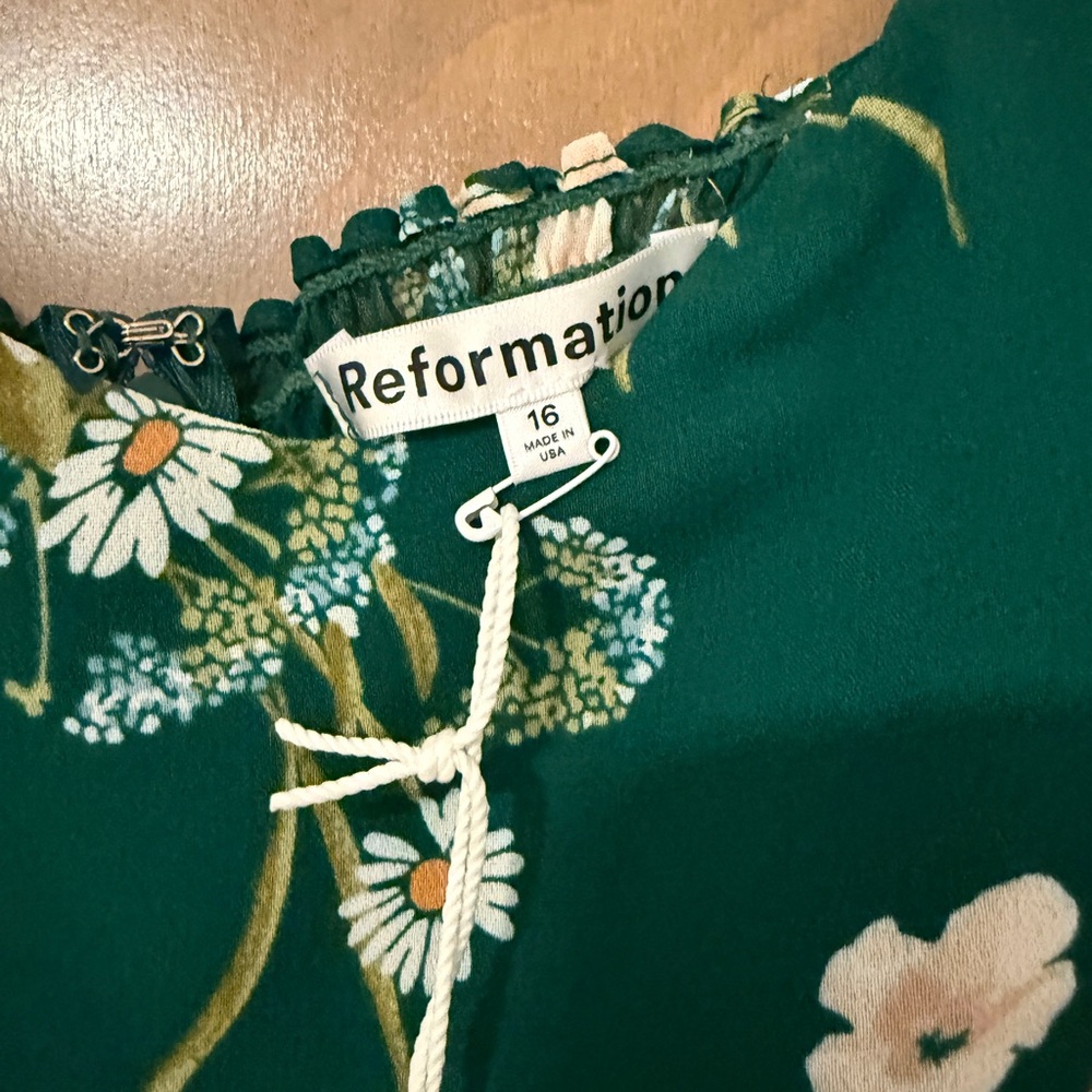 Reformation Green Floral Midi Dress - Picture 5 of 9